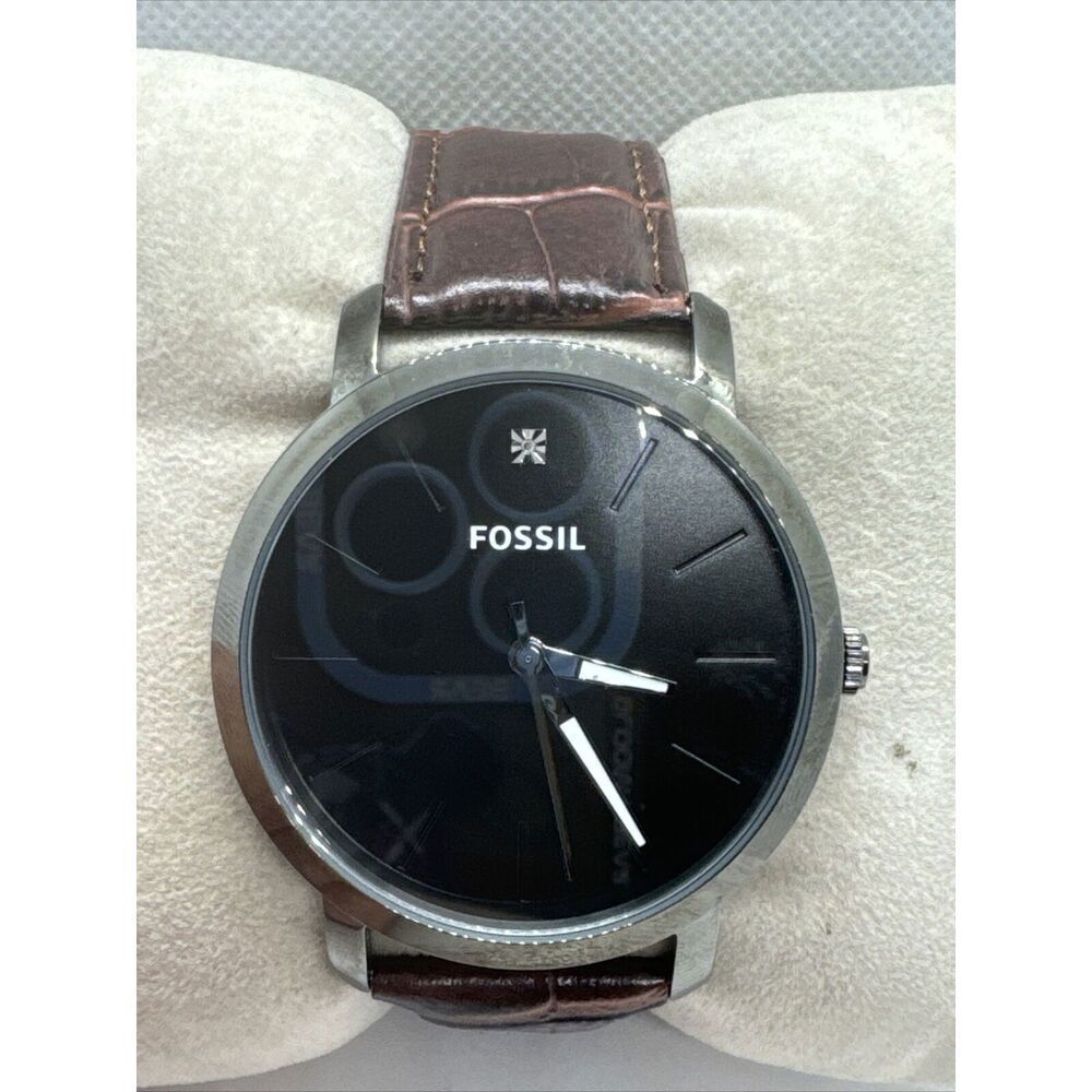 Fossil BQ2418 Men's Brown Leather Analog Blue Dial Quartz Genuine Watch AEA361